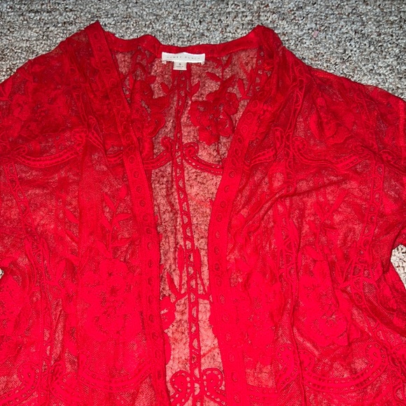 Red lace cover up/ cardigan - Picture 1 of 5